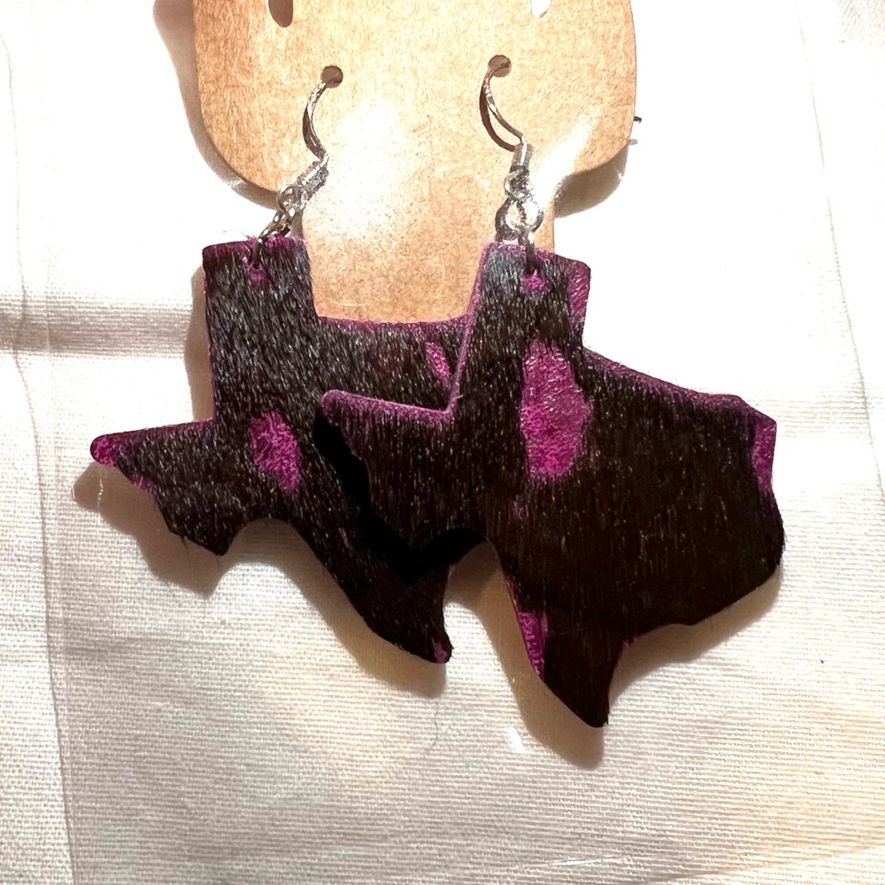 Hand made 100% leather Texas earrings